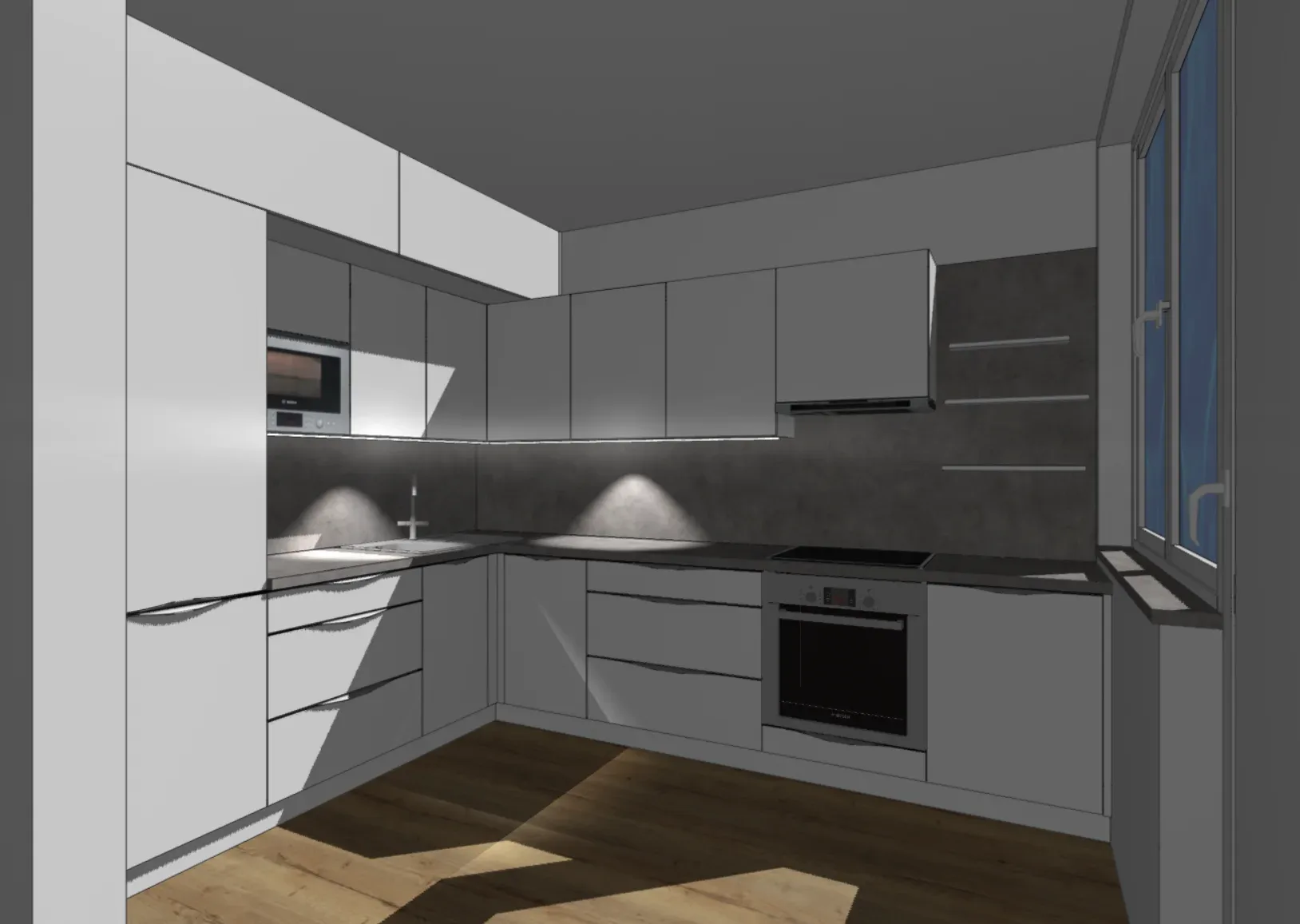 Návrh kuchyně v 3D modelu