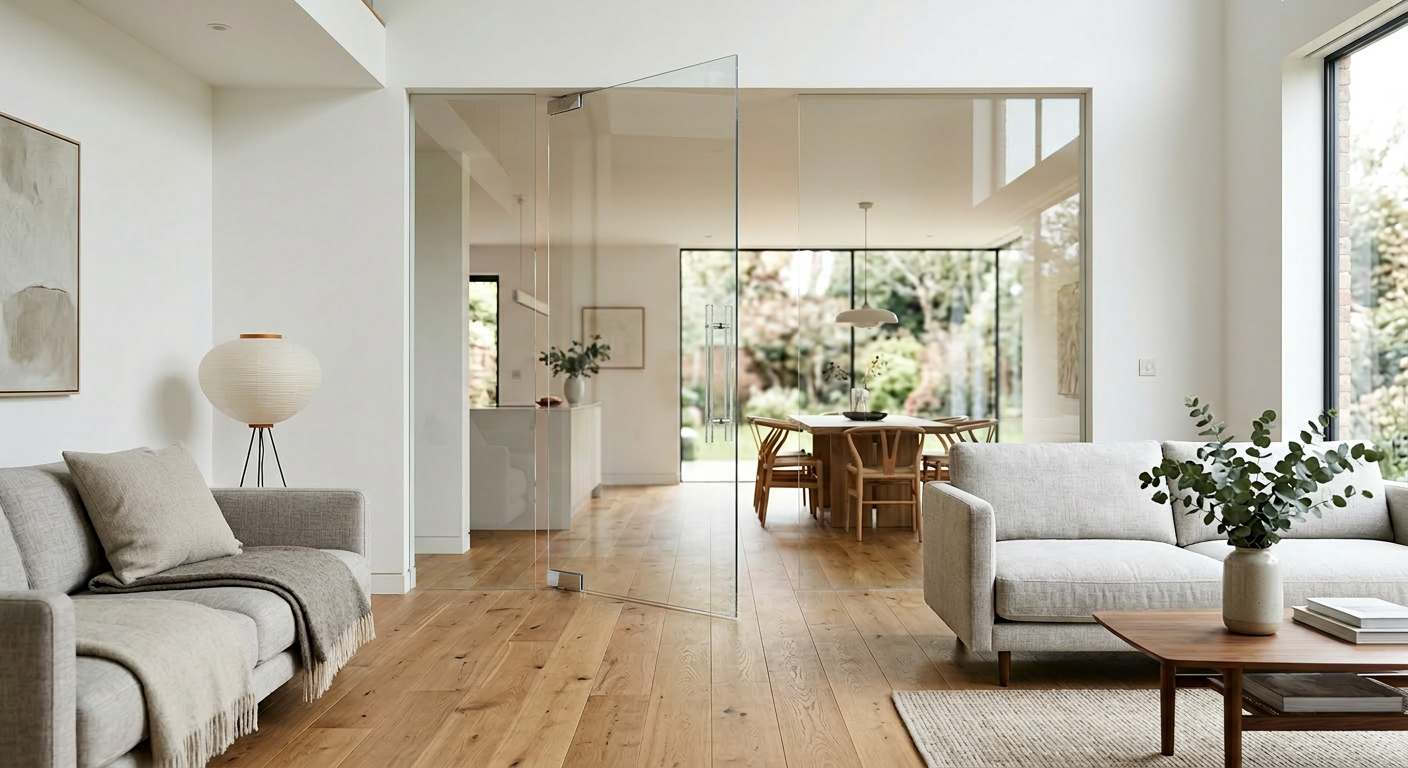 Designové skleněné dveře v moderním interiéru
